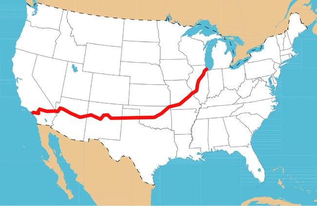 Map of historic Route 66. CC0 Map of historic Route 66. CC0