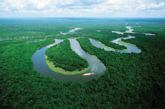 amazon meandering stream@10x meandering stream in the amazon basin
