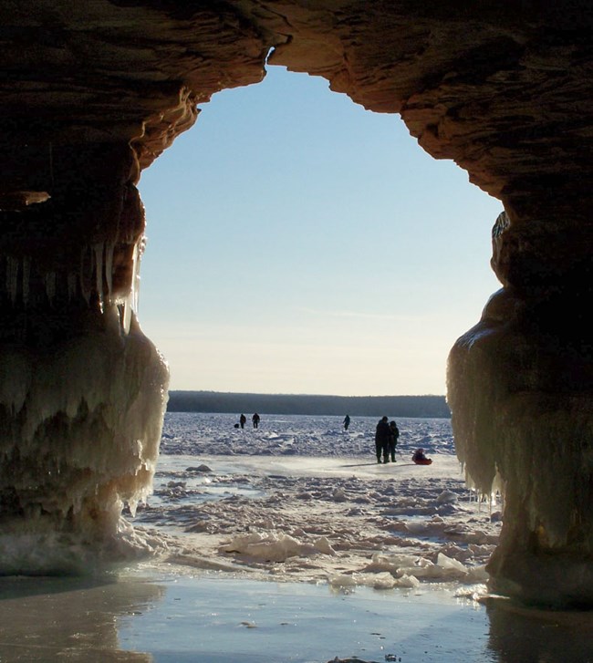 apostle islands gri photo cave opening to frozen lake