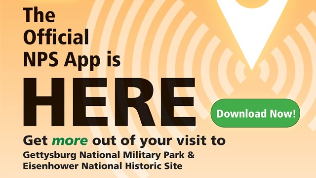 A photo describing how to download the National Park Service App.